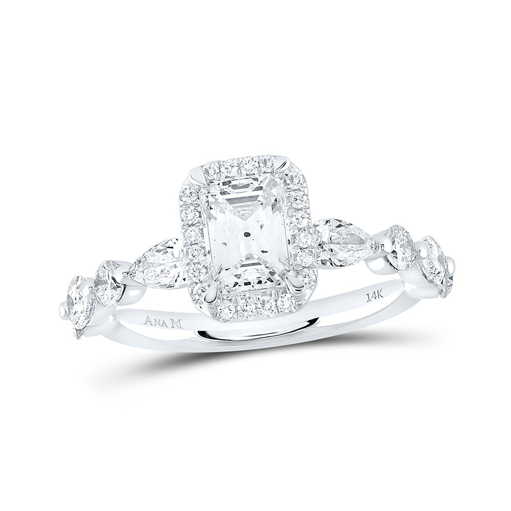 14kt White Gold Emerald Diamond Solitaire Bridal Wedding Engagement Ring 2 Cttw