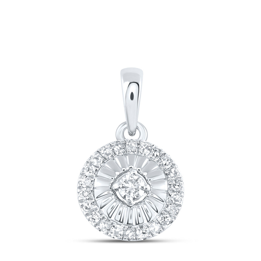 Sterling Silver Cluster Pendant 1/8 Cttw Round Natural Diamond Womens (0.99 grams)