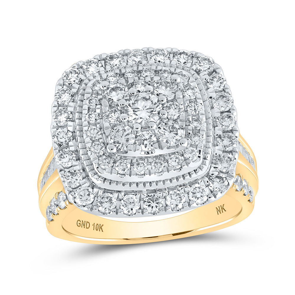Gold Halo Square Bridal Wedding Engagement Ring 2 Cttw Round Natural Diamond Womens (7.95 grams)