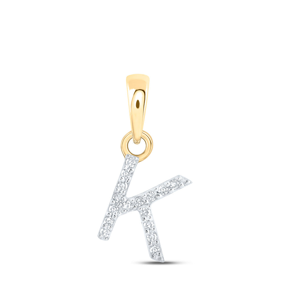 Diamond Letter K Bracelet 1/10 ct tw Round 10K Yellow Gold
