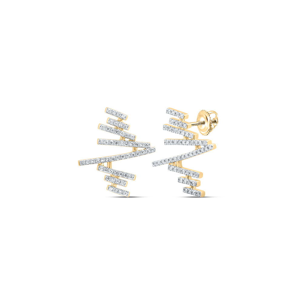 10kt Yellow Gold Womens Round Abstract Bar Earrings 1/3 Cttw