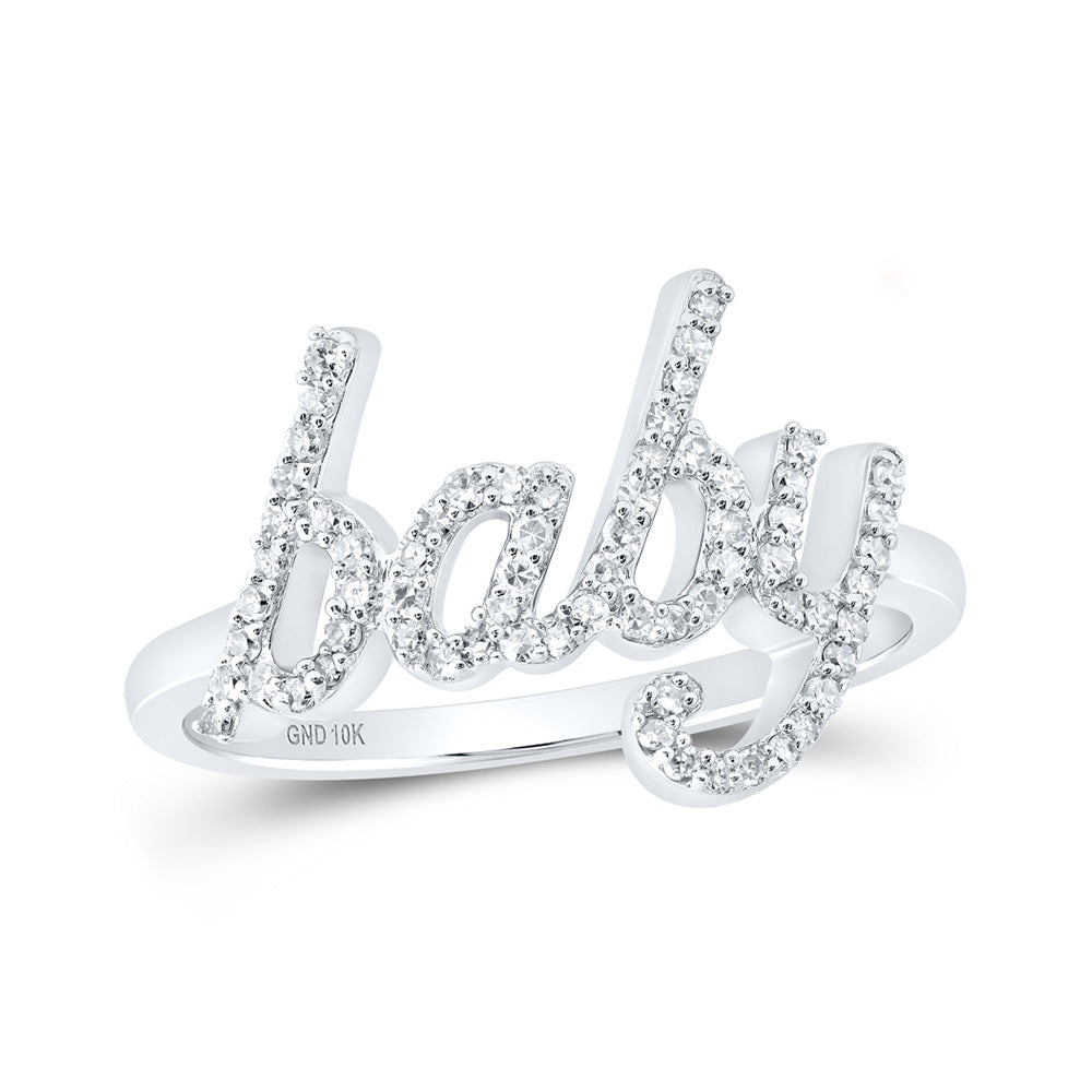 10kt White Gold Womens Round Diamond BABY Band Ring 1/4 Cttw