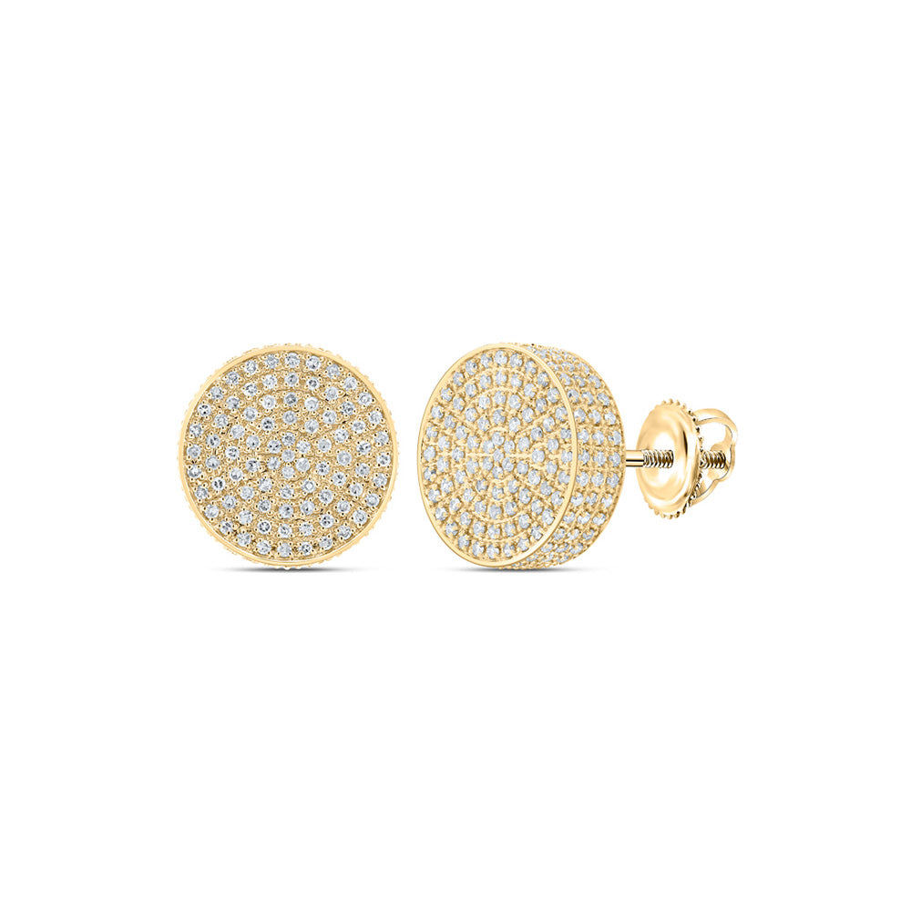 10kt Yellow Gold Round Diamond 3D Circle Earrings 7/8 Cttw