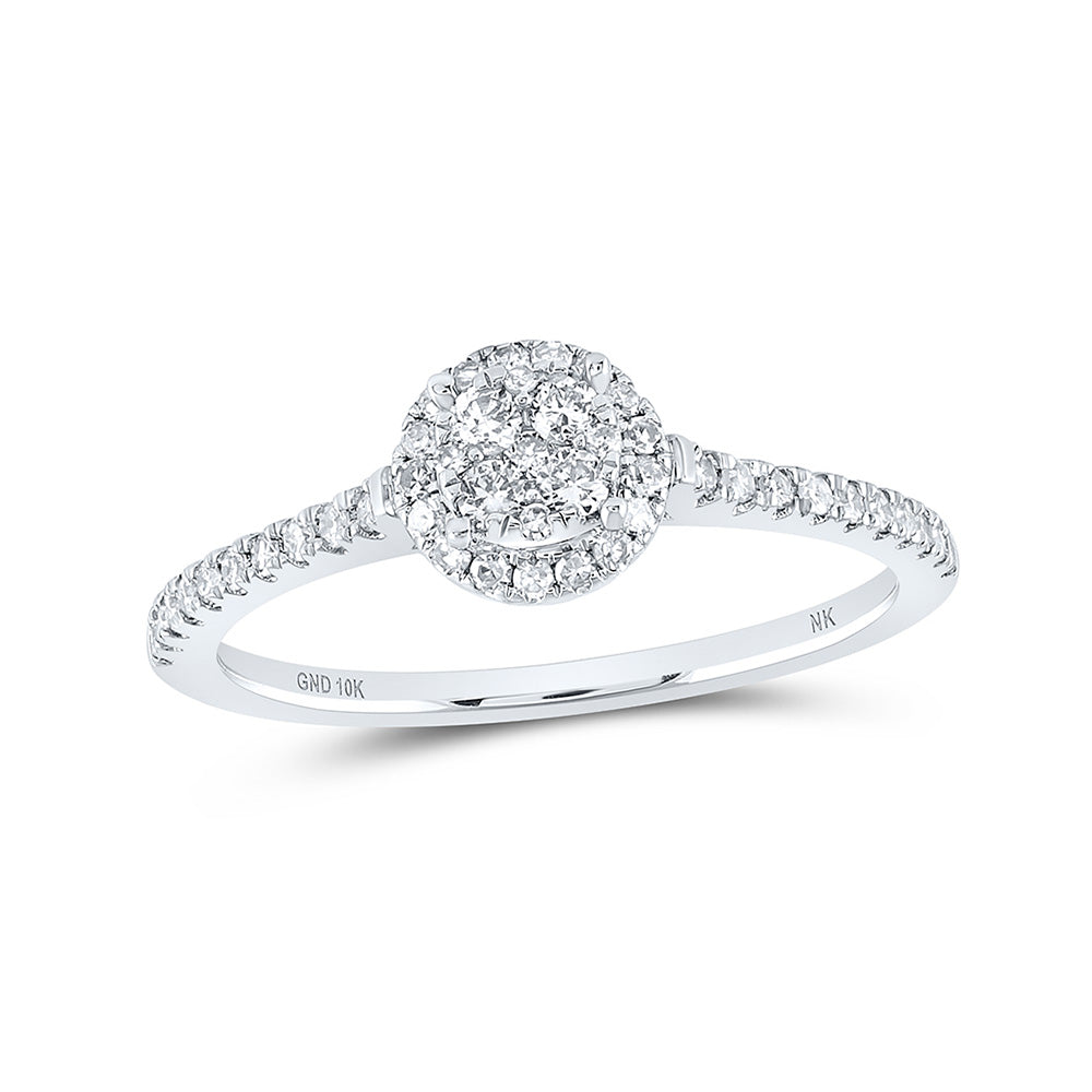 10kt White Gold Womens Round Diamond Cluster Ring 3/8 Cttw