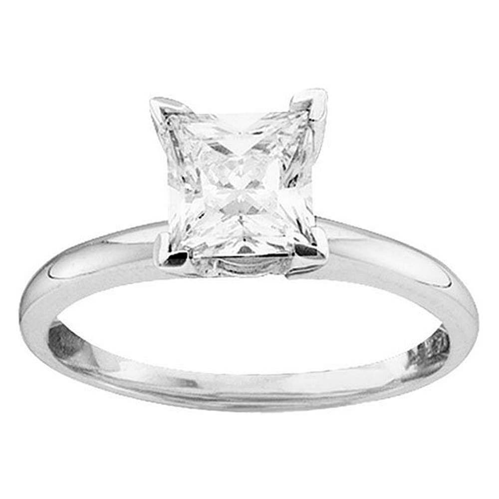 Gold Solitaire Bridal Wedding Engagement Ring 3/4 Cttw Princess Natural Diamond Womens (2.39 grams)