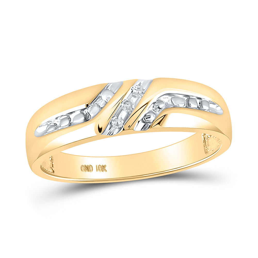Gold Band Wedding Ring .03 Cttw Round Natural Diamond Mens