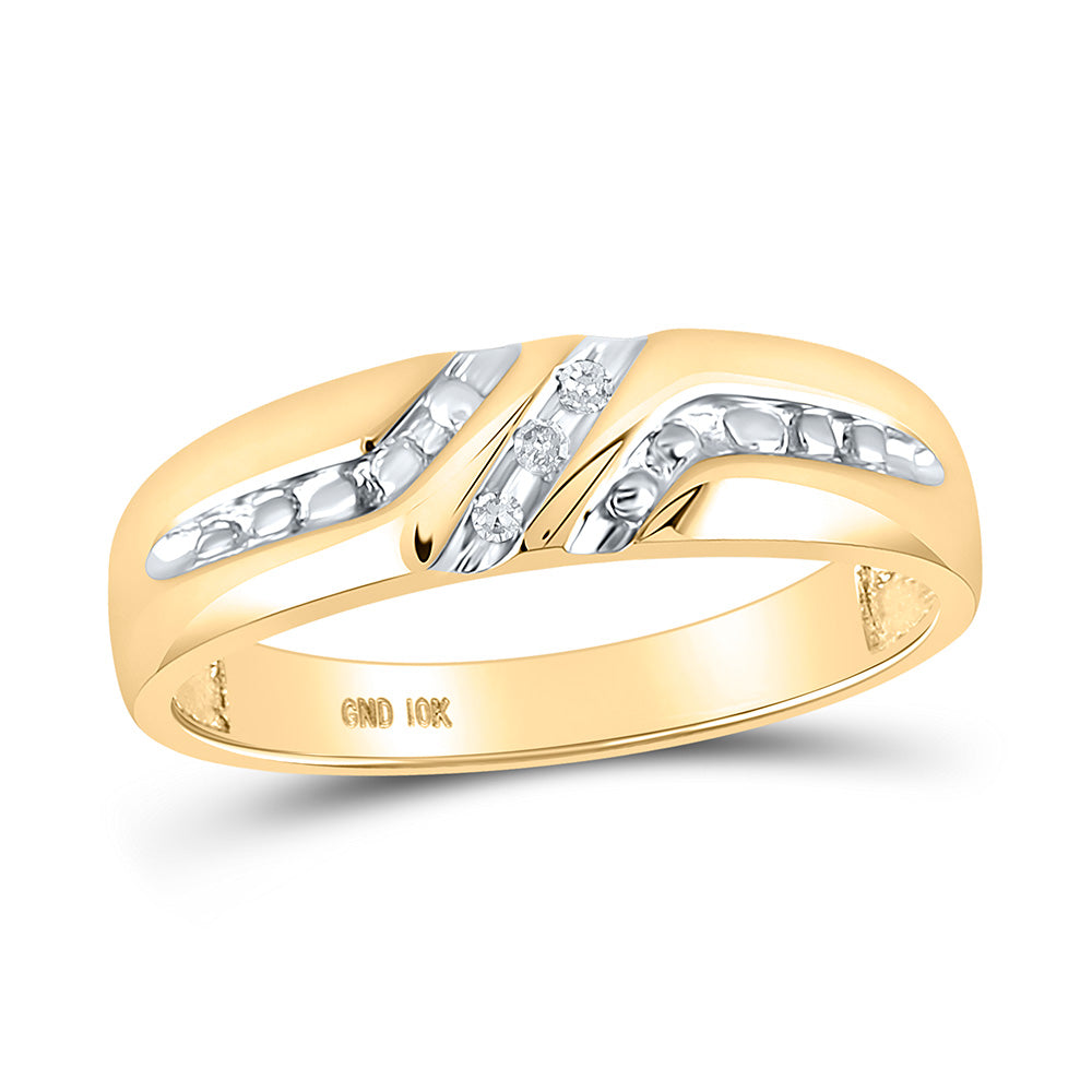 Gold Band Wedding Ring .03 Cttw Round Natural Diamond Mens (2.46 grams)