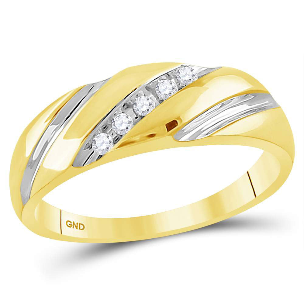 Gold Band Wedding Ring 1/10 Cttw Round Natural Diamond Mens (2.11 grams)