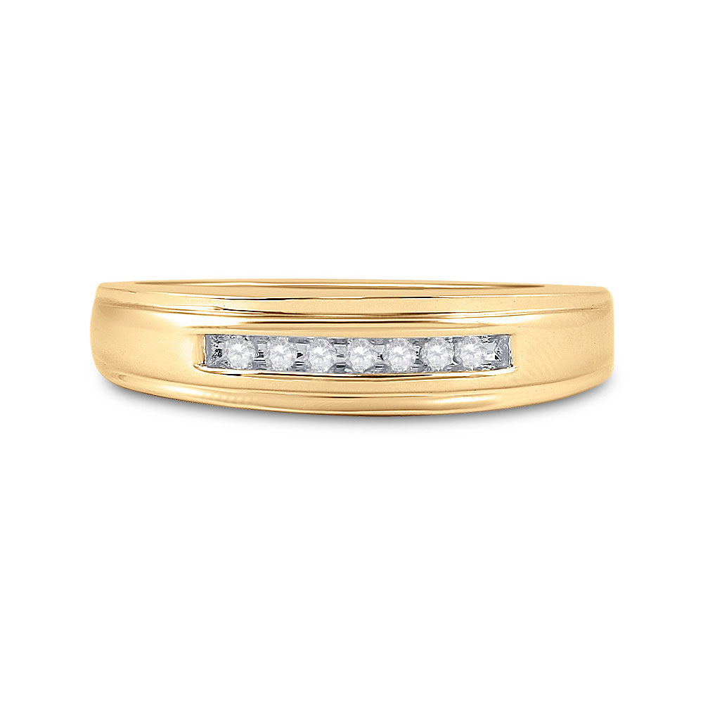 14kt Yellow Gold Mens Round Diamond Wedding Band Ring 1/12 Cttw