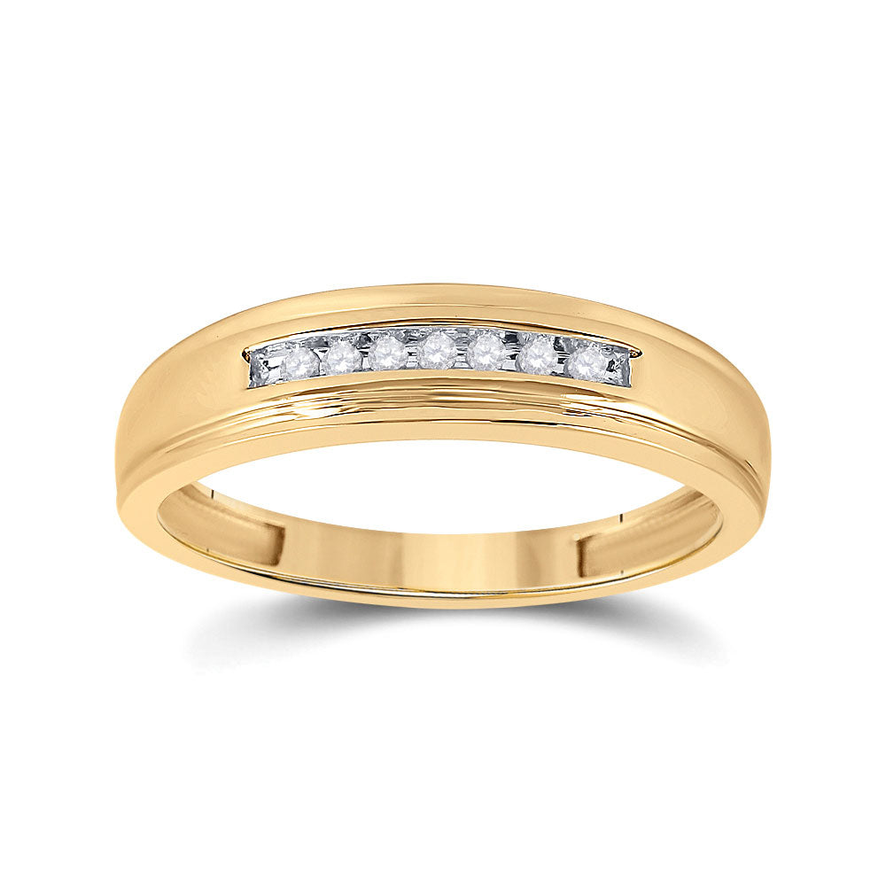 Gold Band Wedding Ring 1/12 Cttw Round Natural Diamond Mens (2.32 grams)