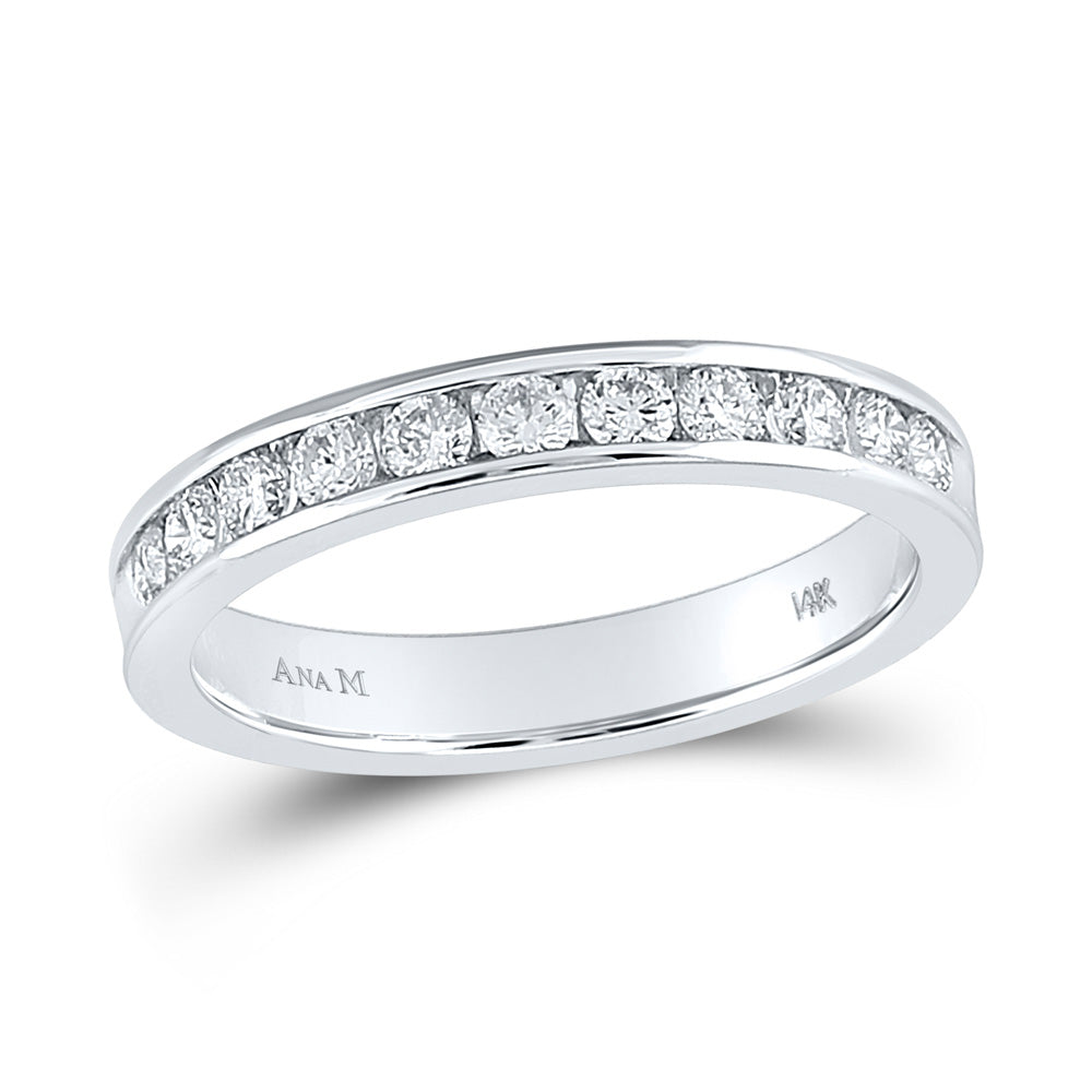 Gold Single Row Band Wedding Band 1/2 Cttw Round Natural Diamond Womens