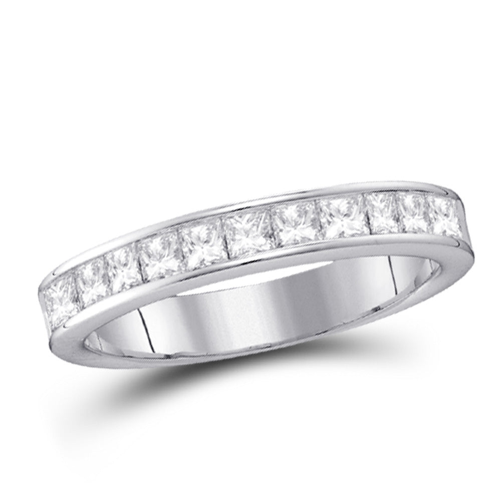 Gold Band Wedding Band 1/4 Cttw Princess Natural Diamond Womens