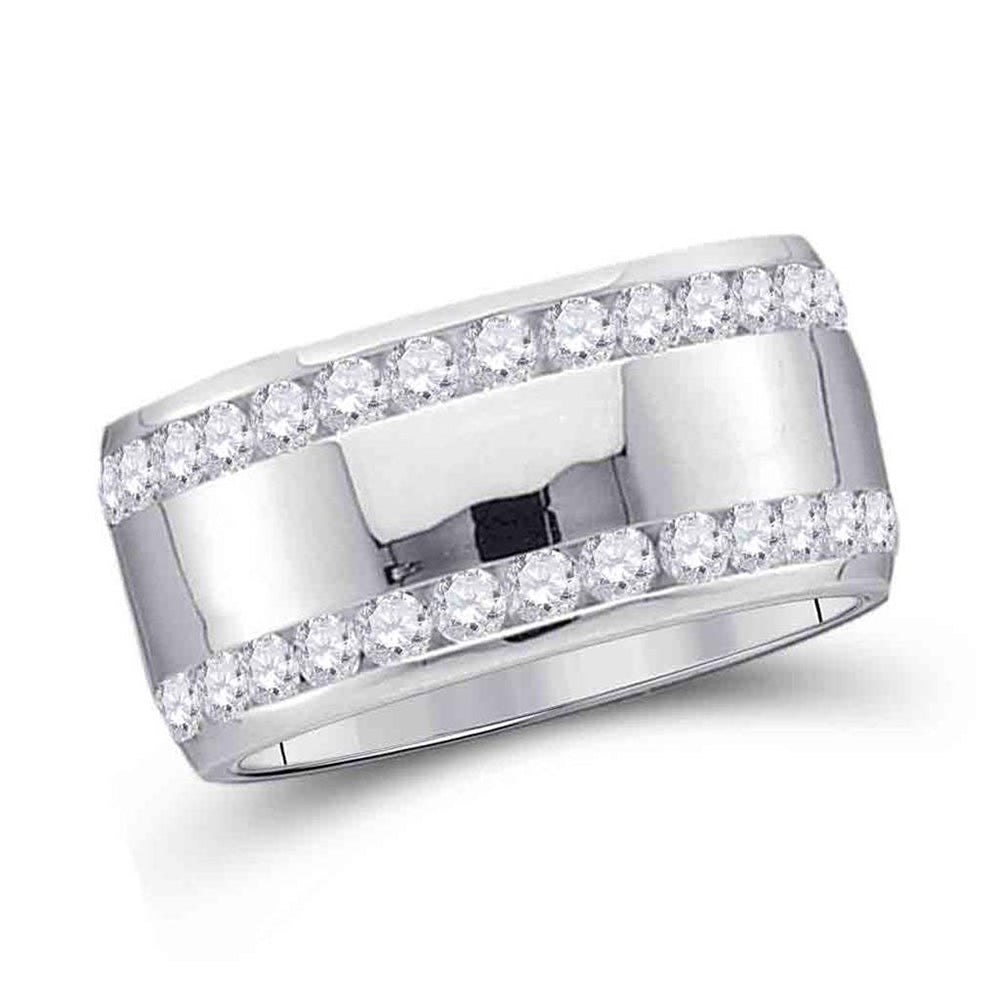 Gold Double Row Band Wedding Band 1/2 Cttw Round Natural Diamond Womens (5.65 grams)