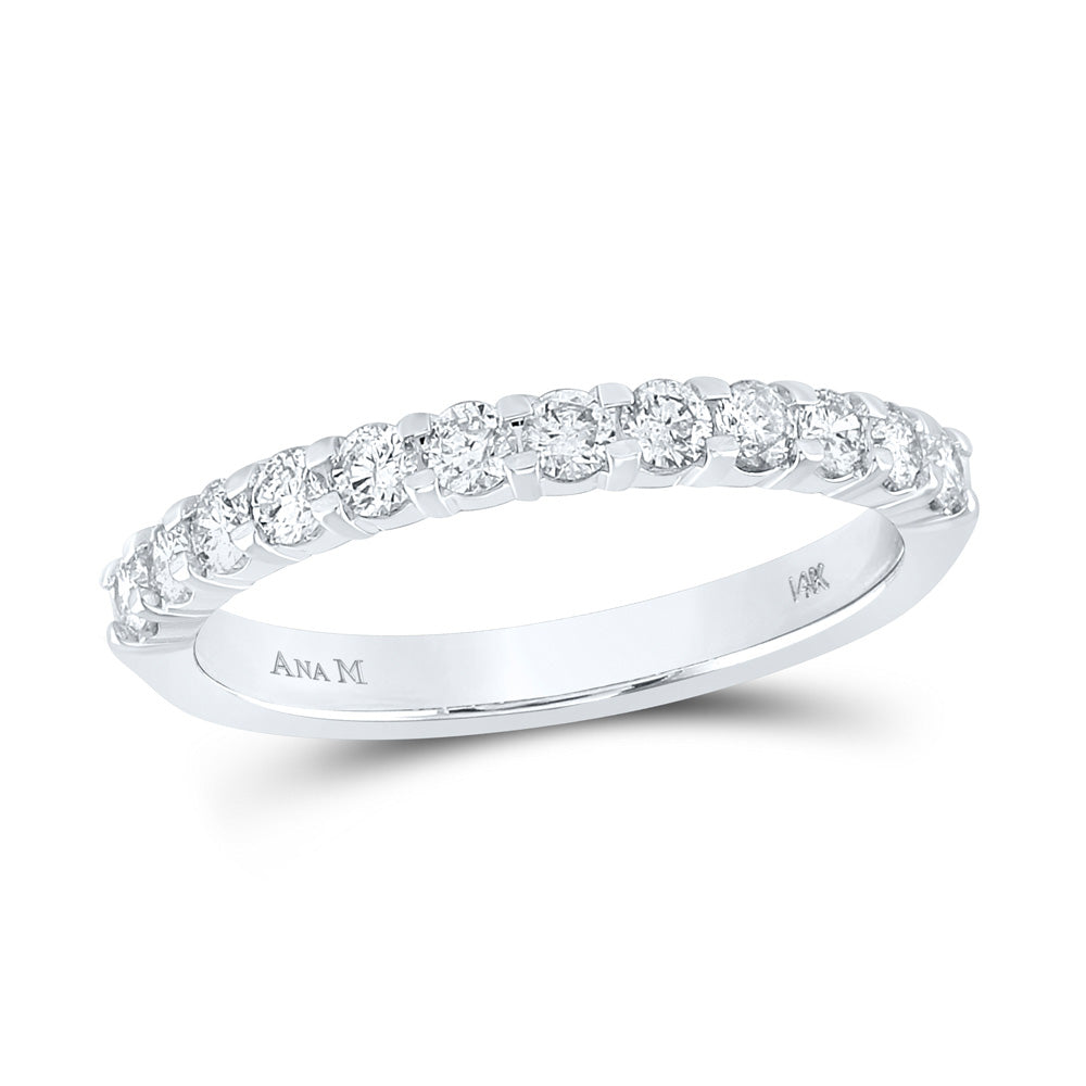 Gold Single Row Band Wedding Band 1/2 Cttw Round Natural Diamond Womens