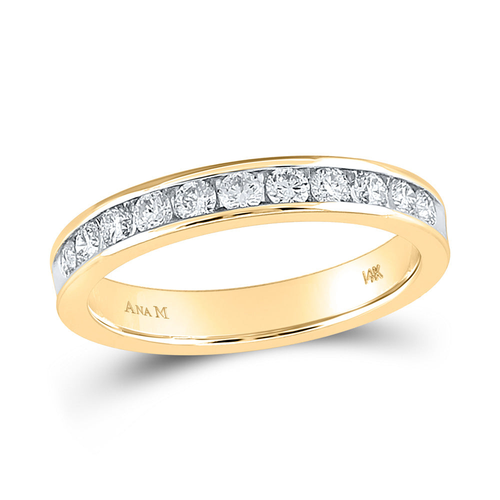Gold Single Row Band Wedding Band 1/2 Cttw Round Natural Diamond Womens