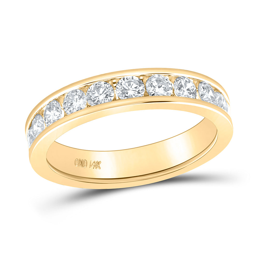 Gold Band Wedding Band 1 Cttw Round Natural Diamond Womens