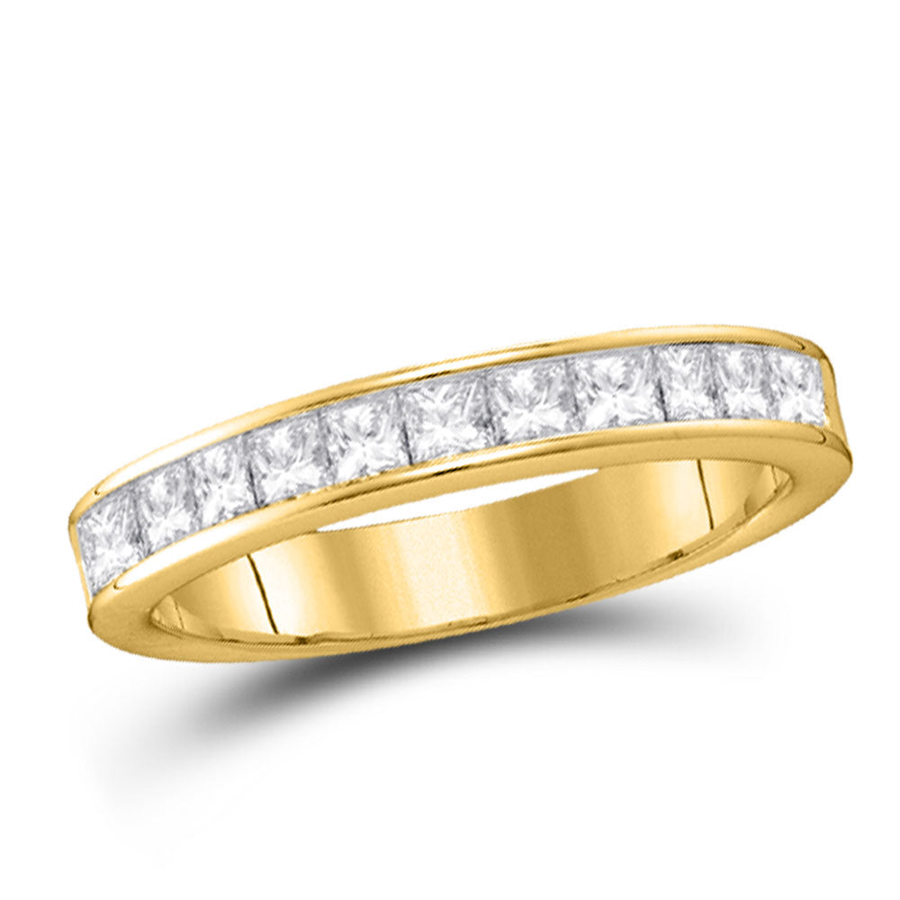 Gold Band Wedding Band 1/4 Cttw Princess Natural Diamond Womens