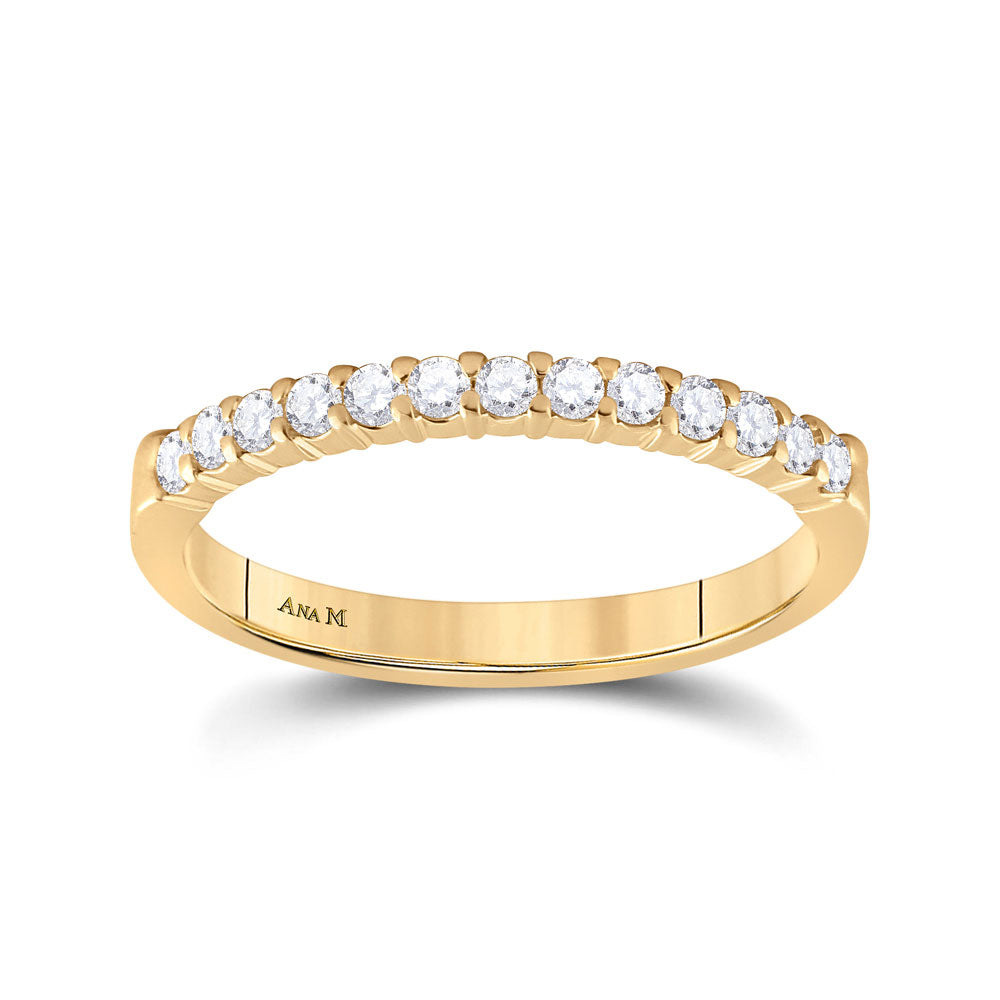 Gold Band Wedding Band 1/4 Cttw Round Natural Diamond Womens