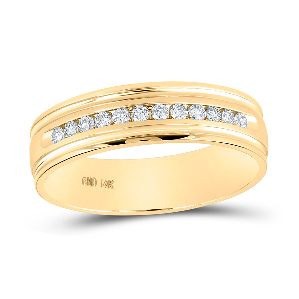 Gold Band Wedding Ring 1/4 Cttw Round Natural Diamond Mens (5.15 grams)