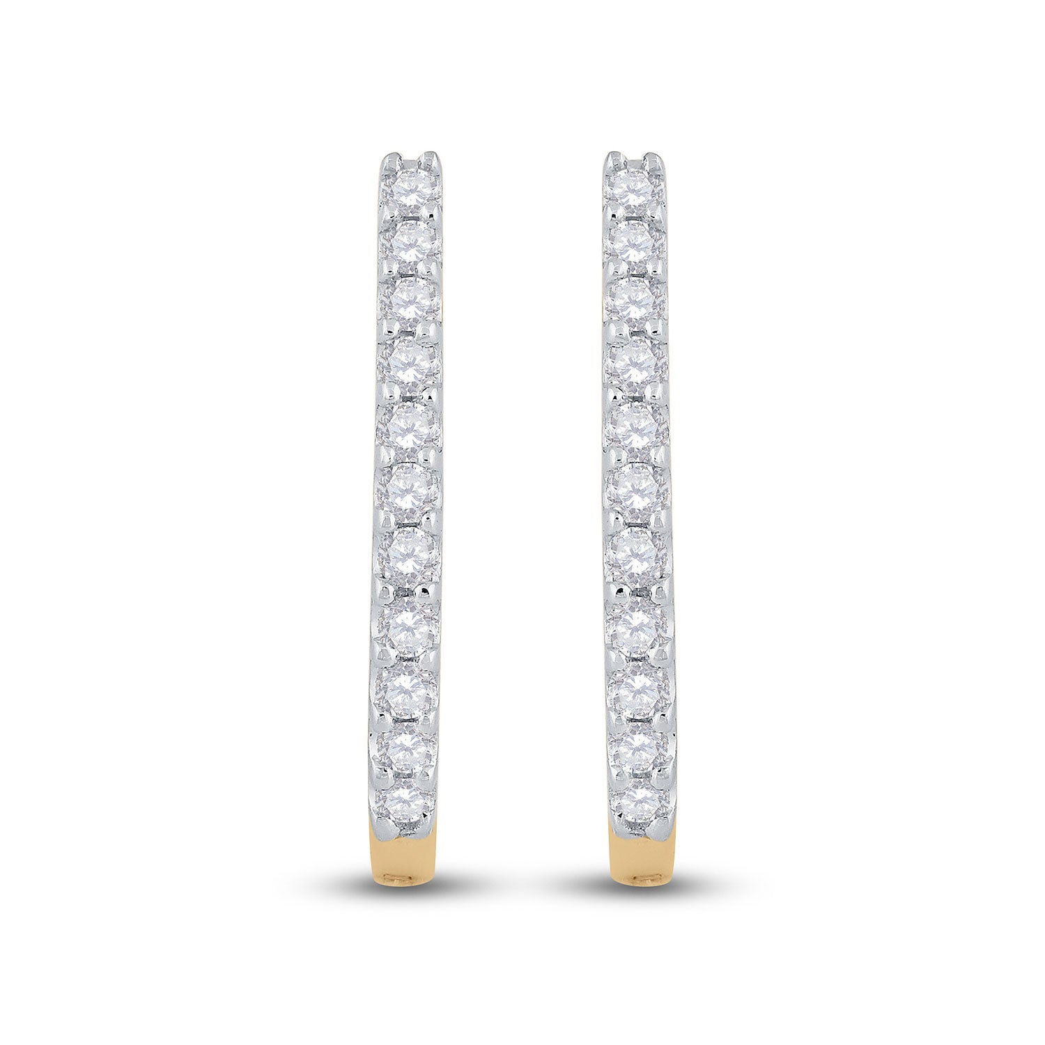 14kt Yellow Gold Womens Round Diamond Hoop Earrings 1/4 Cttw