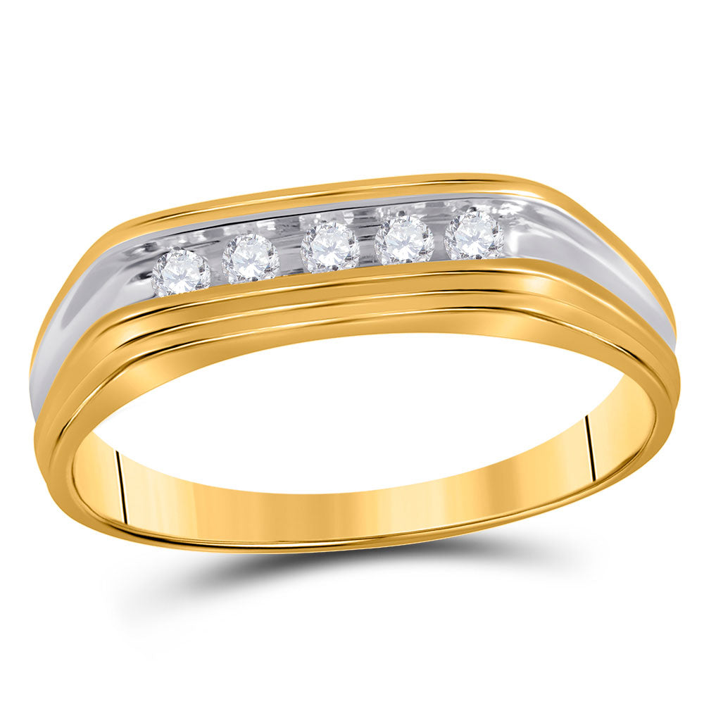 Gold Band Wedding Ring 1/8 Cttw Round Natural Diamond Mens (2.55 grams)