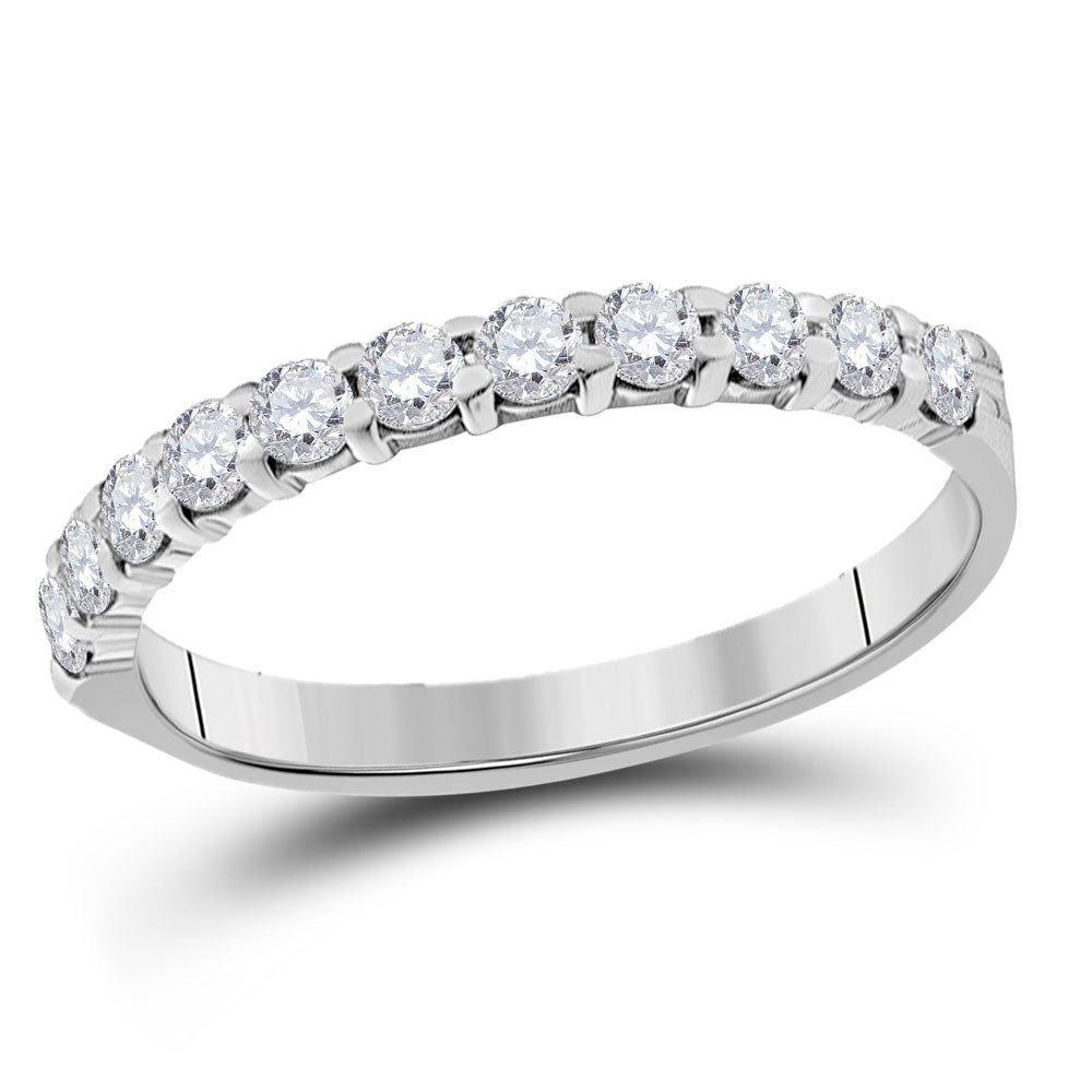 Gold Single Row Band Wedding Band 1/2 Cttw Round Natural Diamond Womens (1.71 grams)