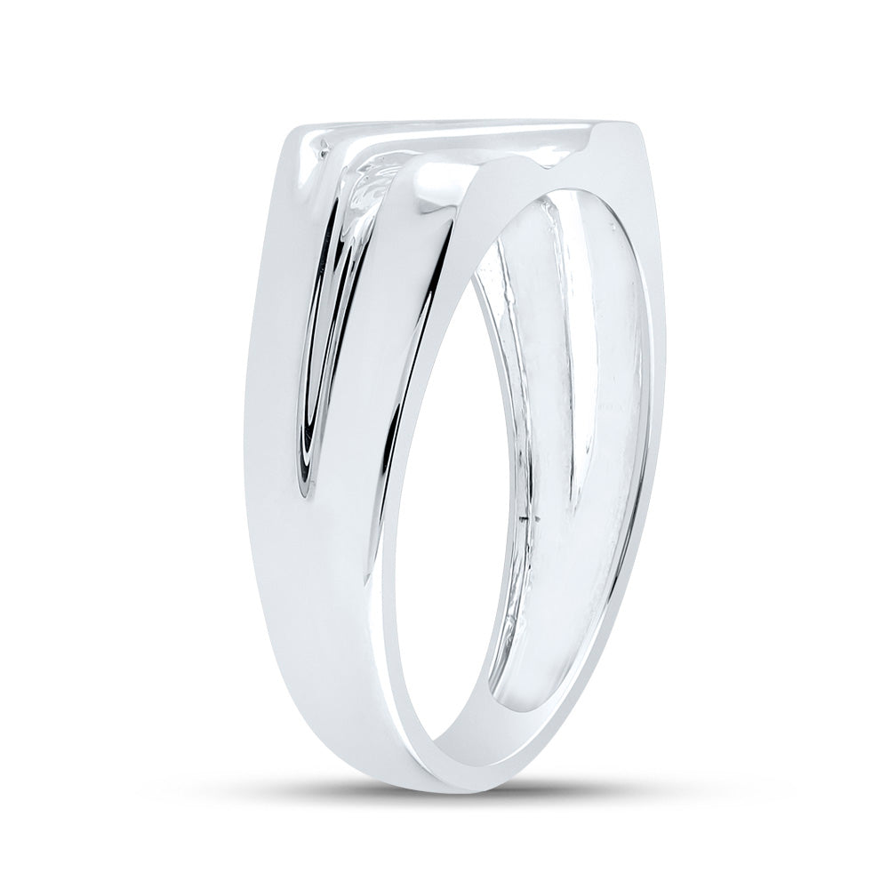 10kt White Gold Mens Round Diamond Wedding Band Ring 1/8 Cttw