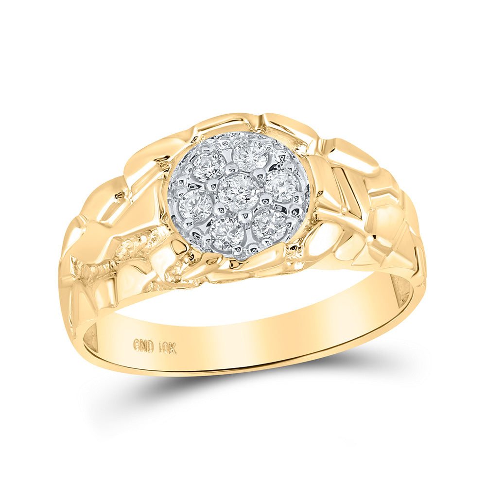 Gold^Silver Diamond Cluster fashion Nugget Ring