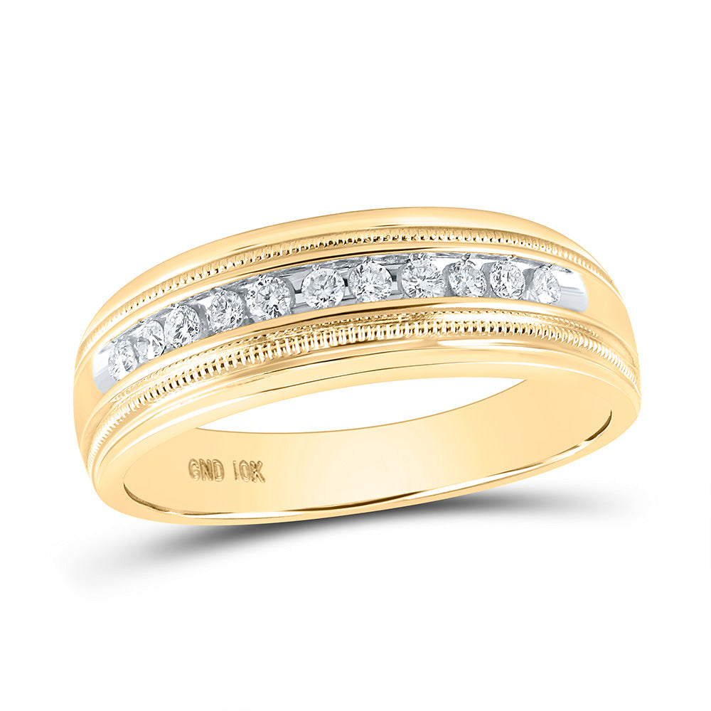 Gold Band Wedding Ring 1/4 Cttw Round Natural Diamond Mens (5.62 grams)