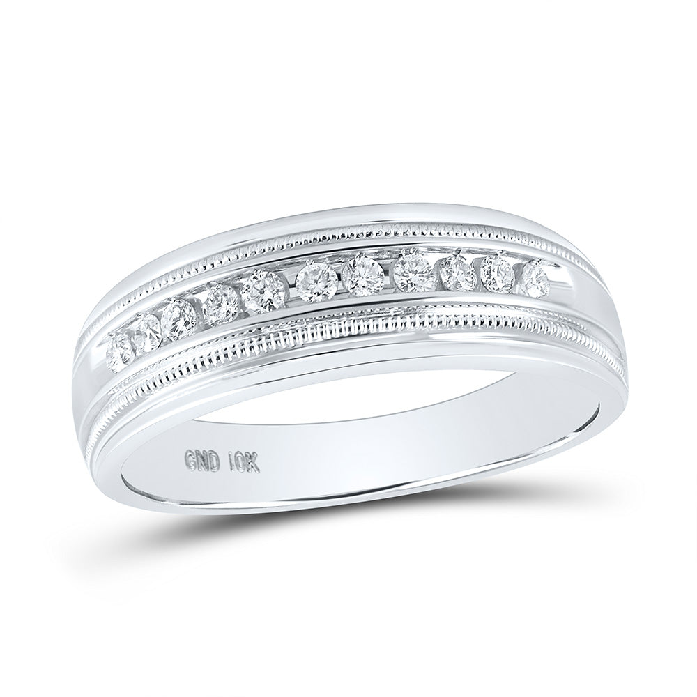Gold Band Wedding Ring 1/4 Cttw Round Natural Diamond Mens (5.62 grams)