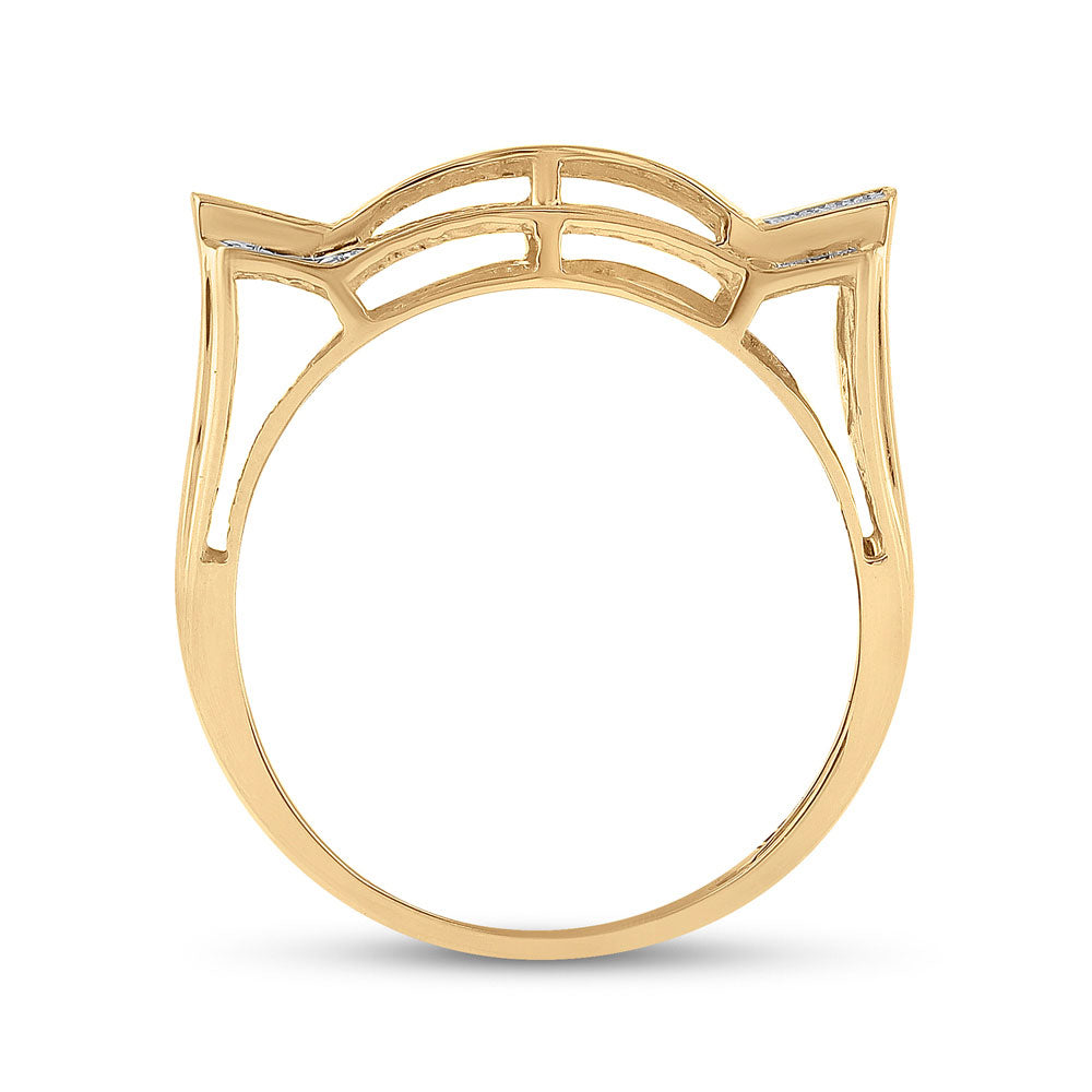 10kt Yellow Gold Mens Round Diamond Contoured Rectangle Cluster Ring 1/2 Cttw