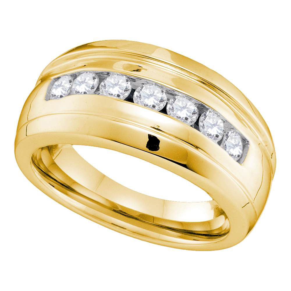 Gold Band Wedding Ring 3/4 Cttw Round Natural Diamond Mens (6.05 grams)