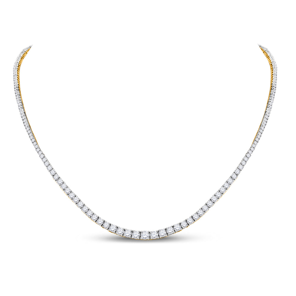 Gold Graduated Cocktail Necklace 9 Cttw Round Natural Diamond Womens (22.22 grams)