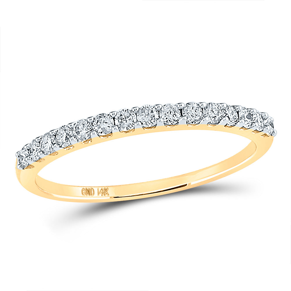 Gold Band Wedding Band 1/4 Cttw Round Natural Diamond Womens (1.49 grams)