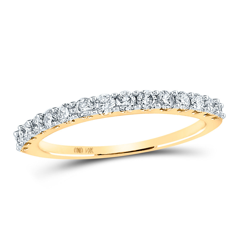 Gold Band Wedding Band 1/2 Cttw Round Natural Diamond Womens (1.75 grams)