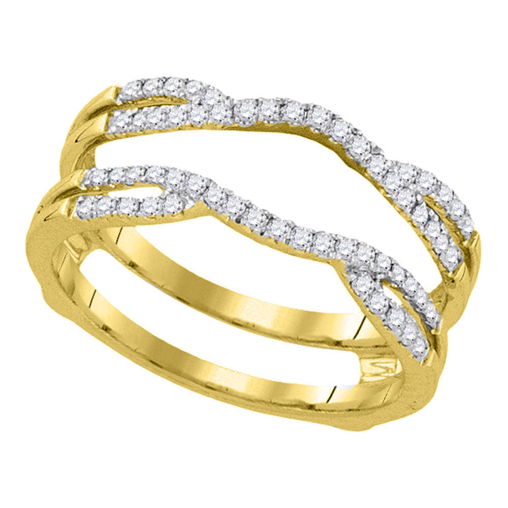 Gold Wrap Enhancer Wedding Band 1/3 Cttw Round Natural Diamond Womens (3 grams)