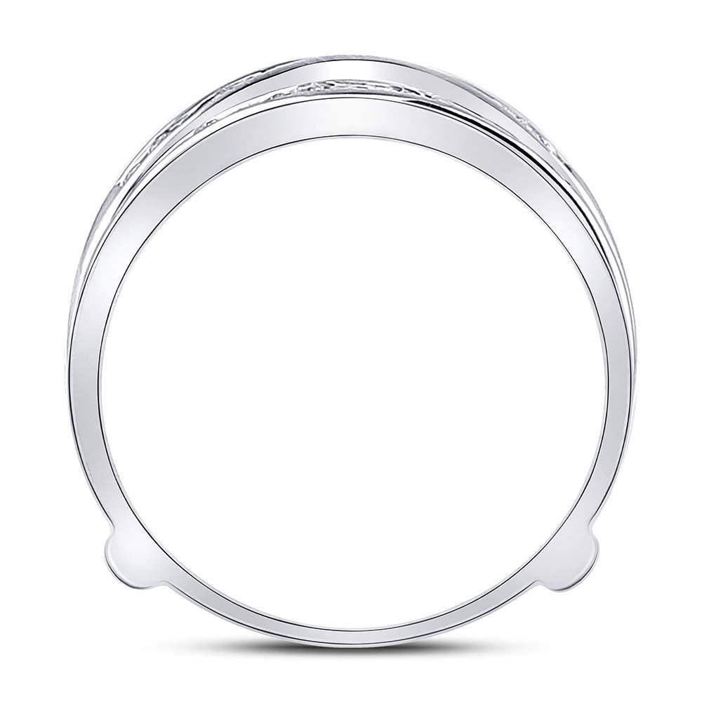 14kt White Gold Womens Round Diamond Ring Guard Wrap Solitaire Enhancer 1/4 Cttw