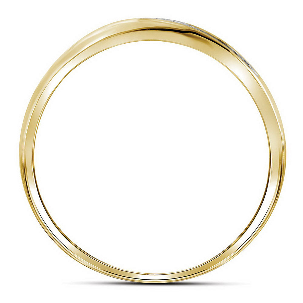 10kt Yellow Gold His Hers Round Diamond Solitaire Matching Wedding Set 1/5 Cttw