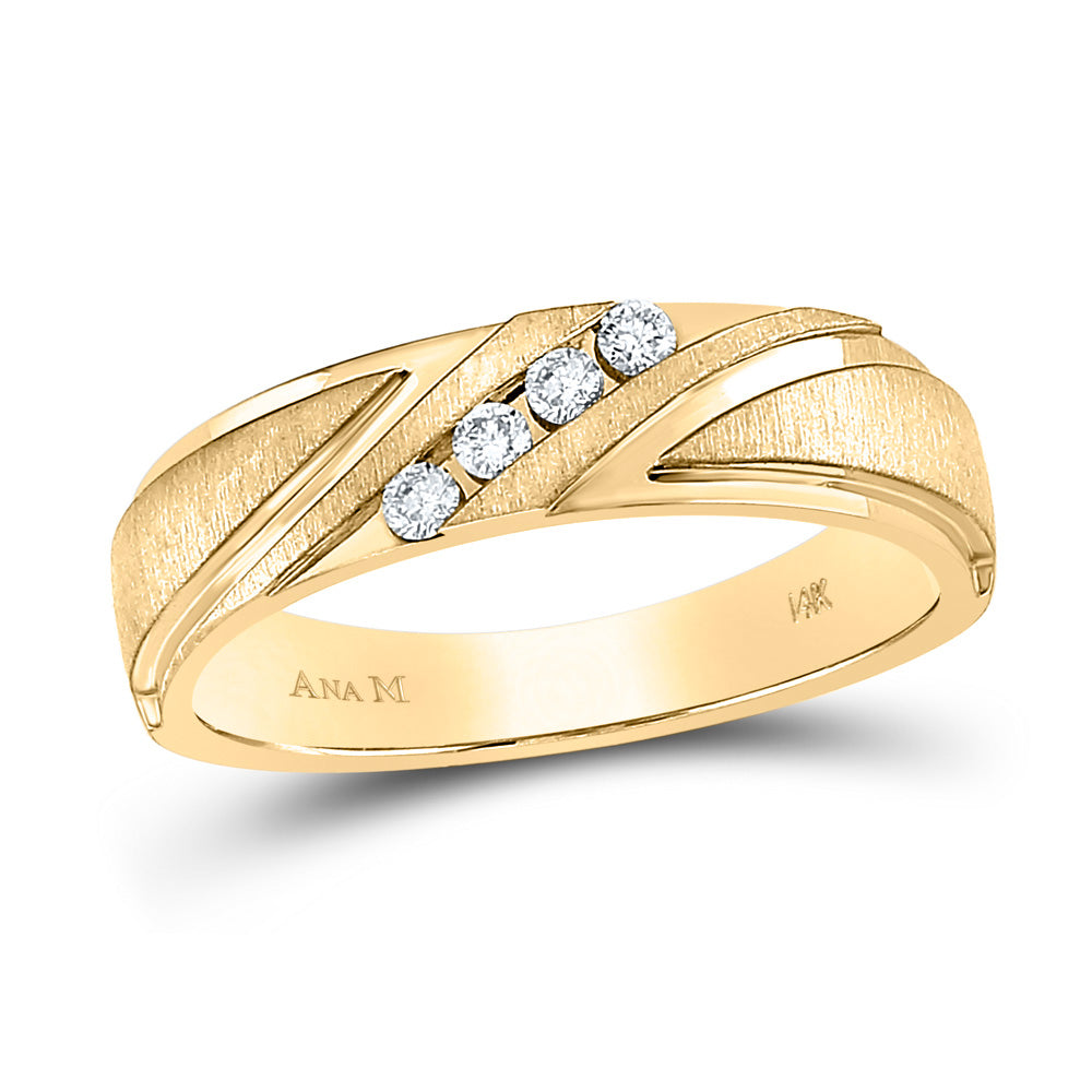 Gold Band Wedding Ring 1/6 Cttw Round Natural Diamond Mens (6.33 grams)