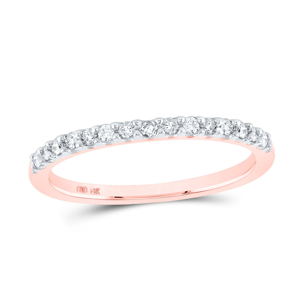 Gold Band Wedding Band 1/6 Cttw Round Natural Diamond Womens