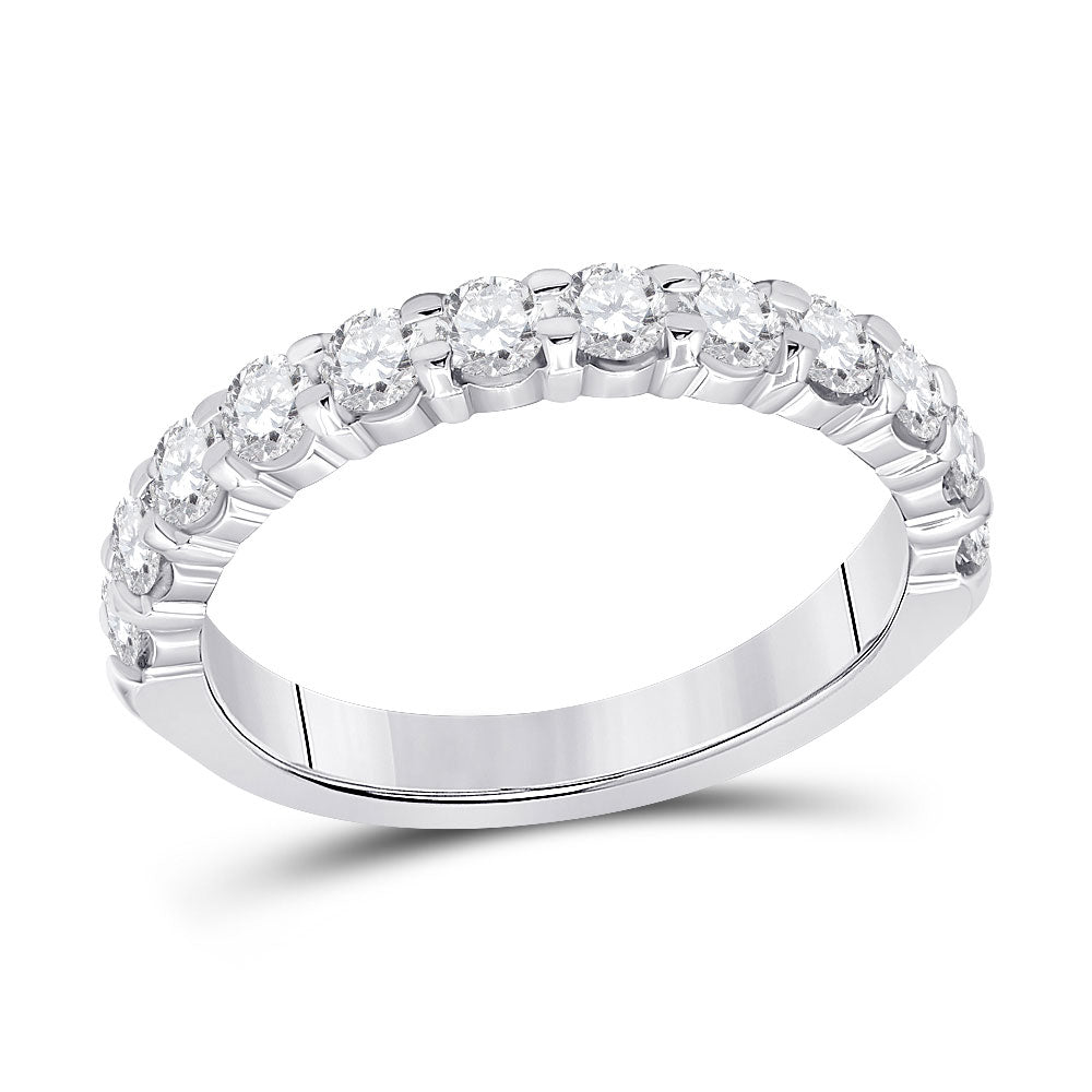 Gold Band Wedding Band 1 Cttw Round Natural Diamond Womens (3.49 grams)