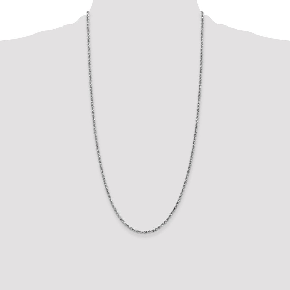 10k White Gold 2.25 mm Diamond-cut Rope Chain (6.78 grams)