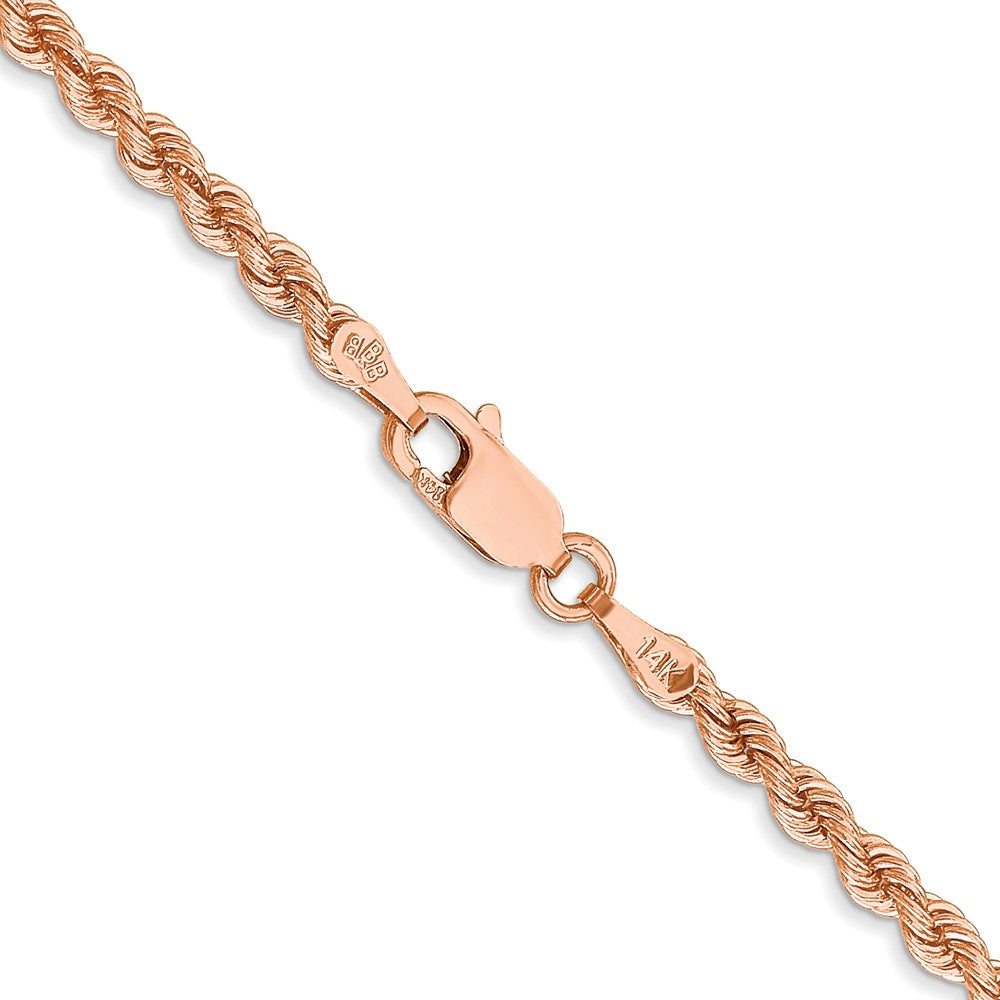 14k Rose Gold 2.75mm Diamond-cut Rope with Lobster Clasp Chain (12.46 grams)