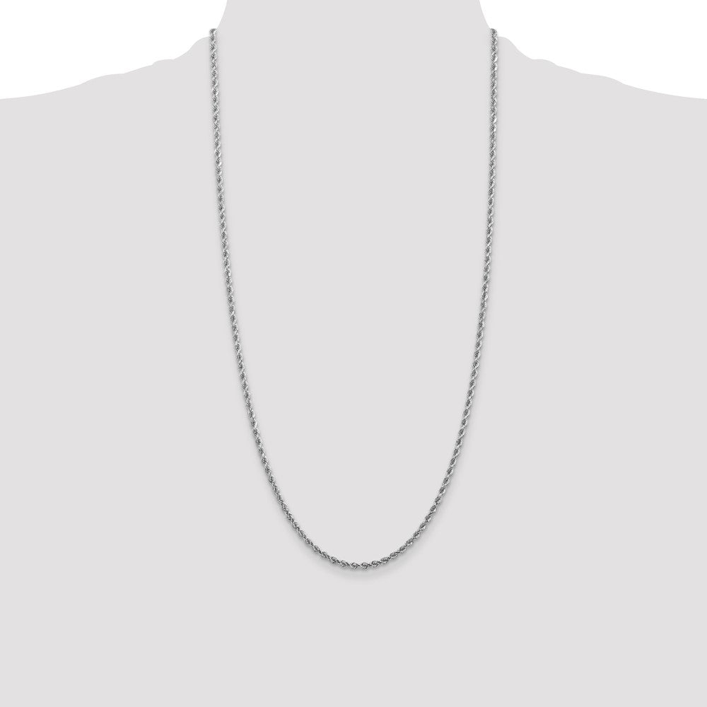 10k White Gold 2.75 mm Diamond-cut Rope Chain (9.85 grams)