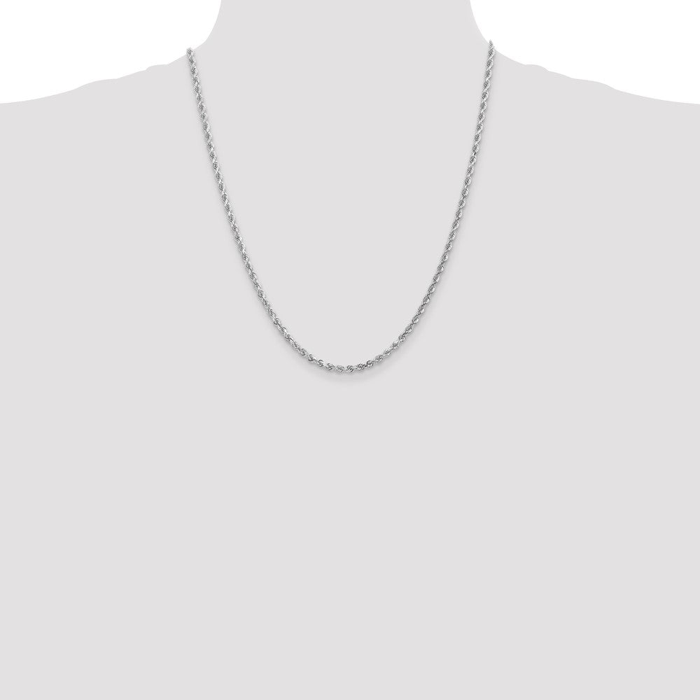 10k White Gold 3 mm Diamond-cut Rope Chain (11.61 grams)