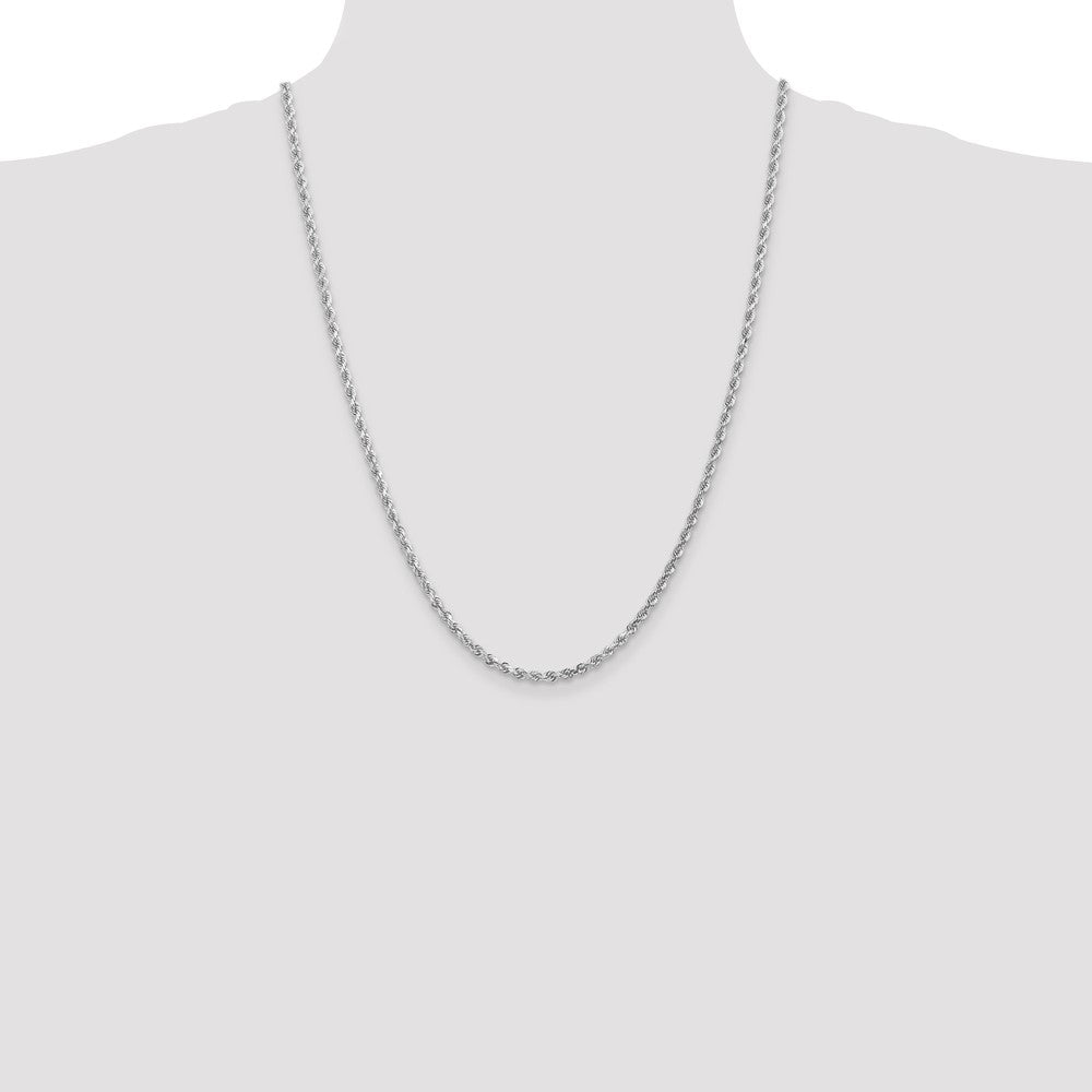 10k White Gold 3 mm Diamond-cut Rope Chain (11.61 grams)