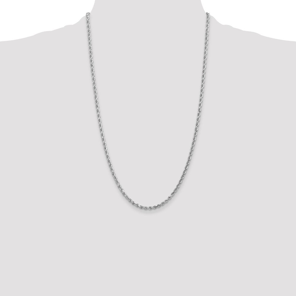 10k White Gold 3 mm Diamond-cut Rope Chain (11.61 grams)