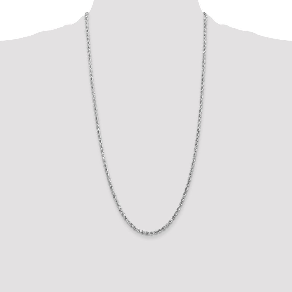 10k White Gold 3 mm Diamond-cut Rope Chain (11.61 grams)