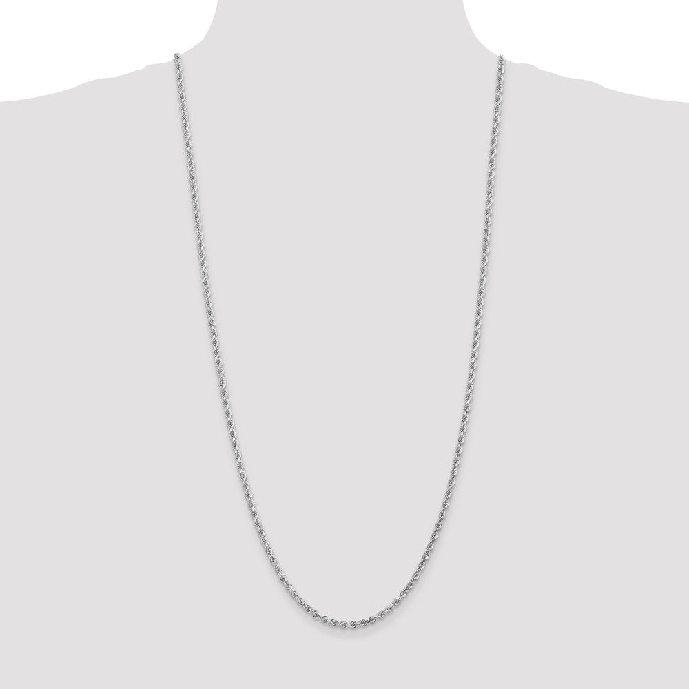 10k White Gold 3 mm Diamond-cut Rope Chain (11.61 grams)