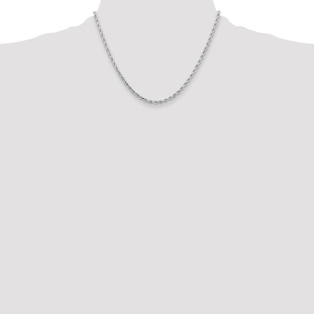 10k White Gold 3.25 mm Diamond-cut Rope Chain (12.99 grams)